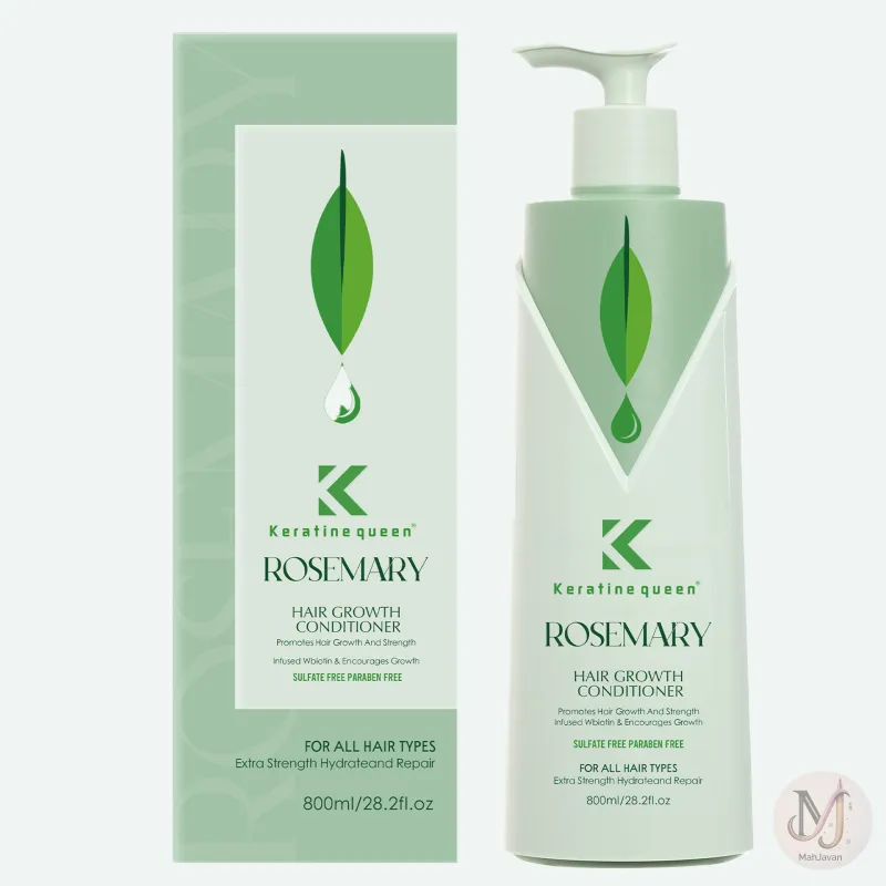 نرم کننده رزماری و بیوتین کراتیین کوئین مدل Hair Growth حجم 800ml (بدون سولفات)